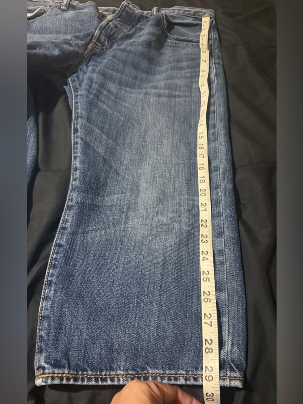 Levi's Men's 501 Washed Blue Relaxed Straight capri Jeans - Picture 7 of 11